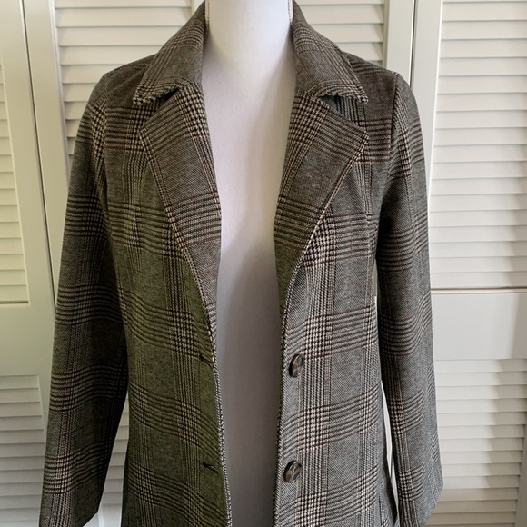 Anthropologie Avec Les Filles Sigrid Long Blazer Women’s Cream Black Plaid XS - Picture 4 of 13